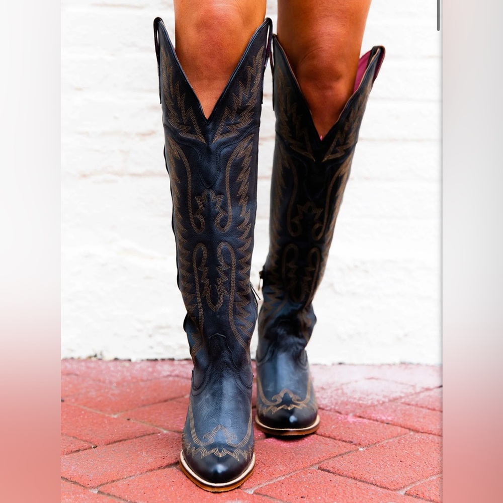 Southern Fried Chics: Wide Calf Western Knee High Leather Boots